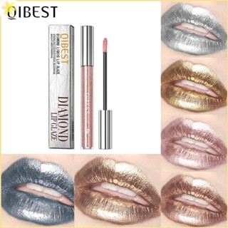 [LBE] Qibest Metallic Glitter Liquid Lipstick Makeup Waterproof Lip Gloss Long-Lasting Shimmer Metal Diamond Lip Glaze