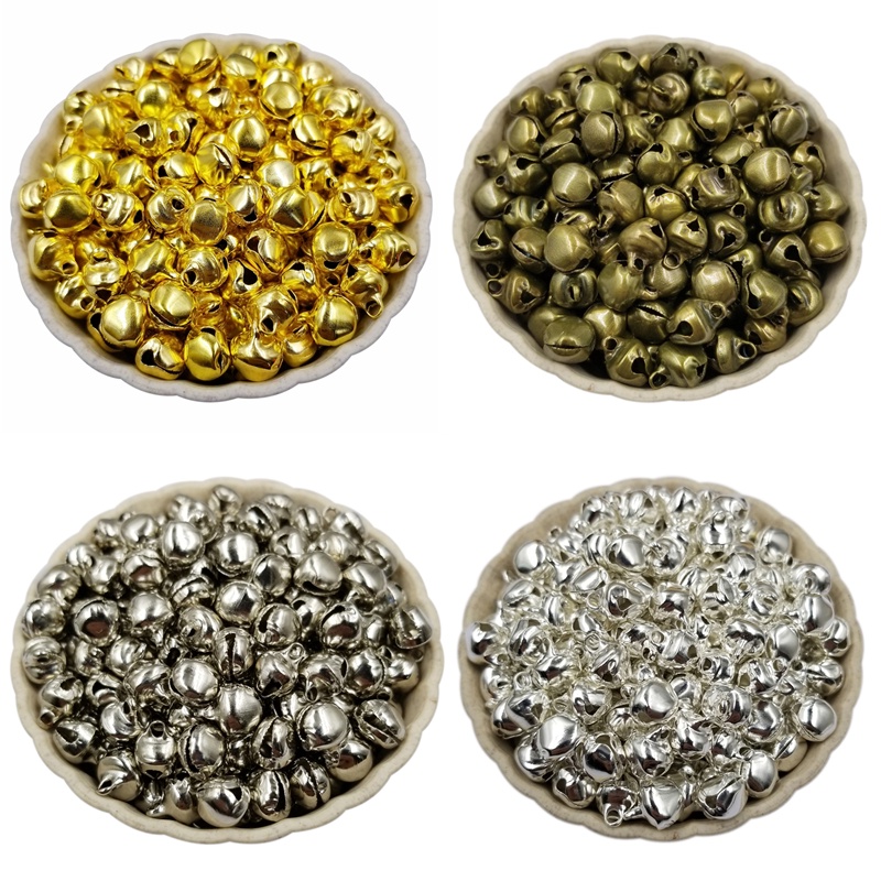 จี้กระดิ่งเหล็ก ขนาดเล็ก 6 8 10 12 มม. สีเงิน สีทอง สําหรับทําเครื่องประดับ งานฝีมือ DIY 50-150 ชิ้น