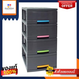 ตู้ลิ้นชักอเนกประสงค์ 4 ชั้น Mushi KASSA HOME รุ่น API-1100M4 ขนาด 32.5 x 41 x 66 ซม. สีเทาMultipurpose Drawer Cabinet 4