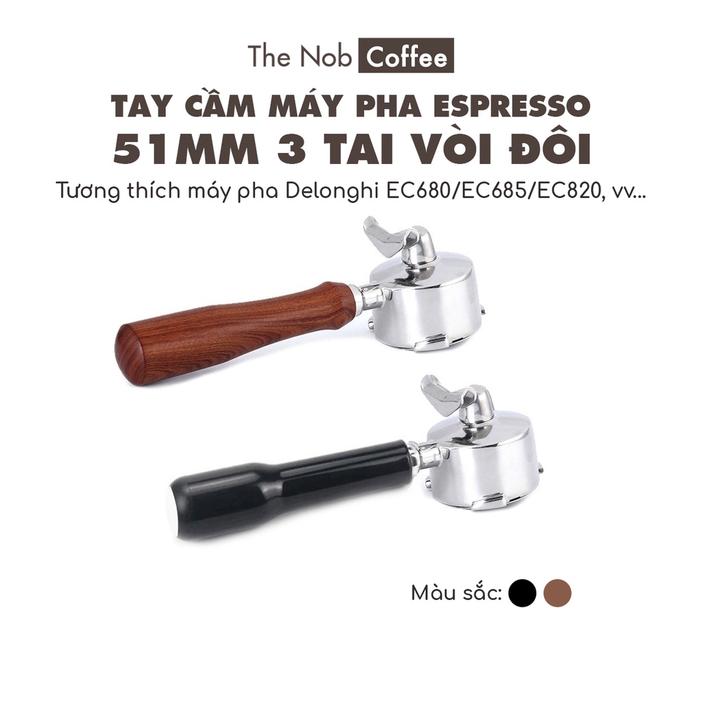 ด้ามเครื่องทําเอสเพรสโซ่ ขนาด51มม พร้อมหัวฉีดคู่3หัว | เข้ากันได้กับ Delonghi EC680 / EC685 / EC820,