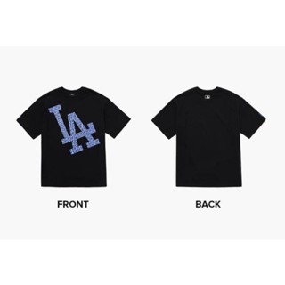 Mlb Illusion Mega Overfit Tee พร้อมส่ง เสื้อดำโลโก้LA