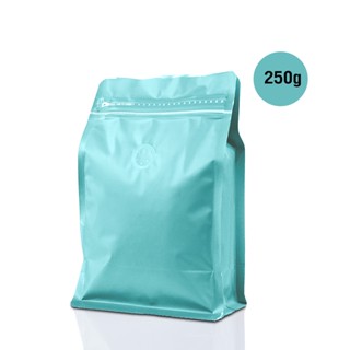 ถุงกาแฟ ถุงซิปล็อค Cube series 250g ติดวาล์ว ขยายข้าง ตั้งได้ (50ใบต่อแพ็ค) ฟ้า