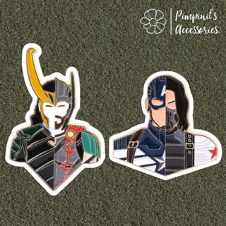 🇹🇭 พร้อมส่ง : เข็มกลัดกัปตันอเมริกา-บัคกี้และโลกิ-ธอร์ | Captain America-Bucky&amp;Loki-Thor(Marvel) Enamel Brooch Pin Set.