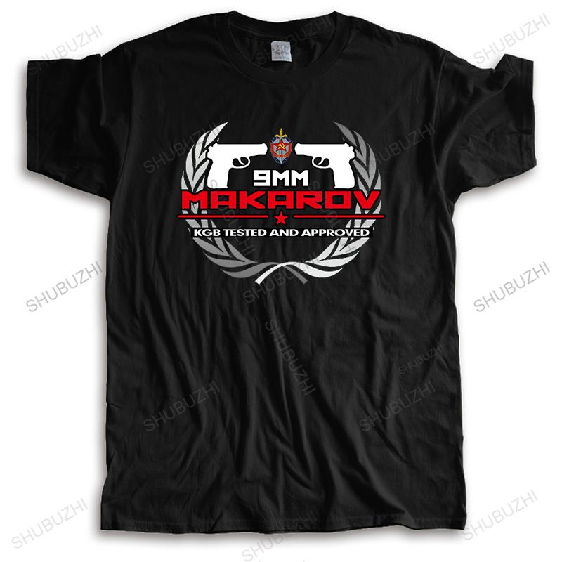Top Tees ผู้ชายแฟชั่นแบรนด์เสื้อยืด o-คอ tshirt ใหม่ Spetsnaz KGB ทดสอบและได้รับการอนุมัติ 9 มม. Mak