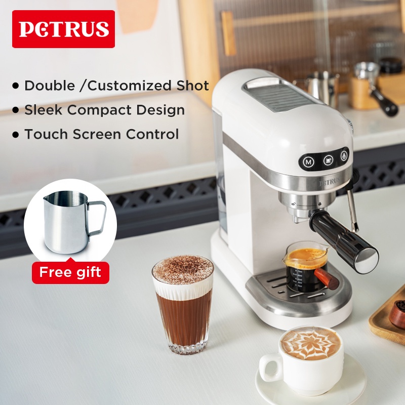 Petrus PE3366 Espresso Coffee Maker Compact Coffee Machine 15 Bar 1230W