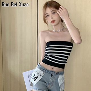 RUO BEI XAUN เสื้อชั้นในสตรี 2023 ใหม่ แฟชั่นสไตล์เกาหลี เสื้อแขนกุดไหล่เดียวเซ็กซี่