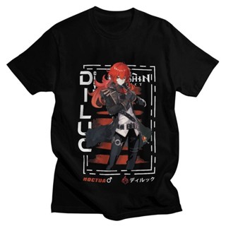 Albedo Genshin Impact T Shirt Homme Soft Cotton Anime Game Tshirts Short-Sleeve Casual Harajuku Fashion T-shirt Gif_03