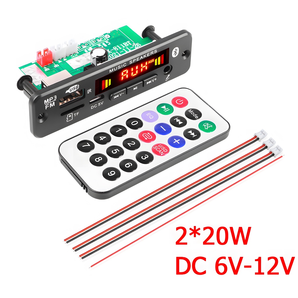 Khstor 2*60/40/20W เครื่องขยายเสียงบลูทูธ 5.0 เครื่องเล่น MP3 WAV ถอดรหัสคณะกรรมการรถวิทยุ FM โมดูลสนับสนุน TF USB AUX