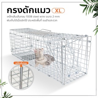 กรงดักแมวพับได้ ไซส์ XL กรงเหล็กดักแมว ขนาดใหญ่ cat cage