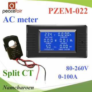 ..PZEM-022 AC มิเตอร์ดิจิตอล 100A 80-260V โวลท์ แอมป์ วัตต์ พลังงานไฟฟ้า Coil Split CT รุ่น PZEM-022-SP NC