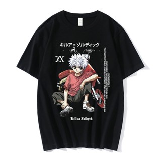 เสื้อยืดผู้หญิง อะนิเมะฮันเตอร์ X ฮันเตอร์เสื้อยืด Killua Zoldyck มังงะเสื้อยืดคอลูกเรือเสื้อยืดขนาดใหญ่เสื้อผ้าผู้_02