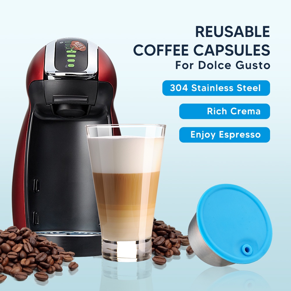 Refillable STAINLESS STEEL Metal Reusable Dolce Gusto Capsule Silicone
