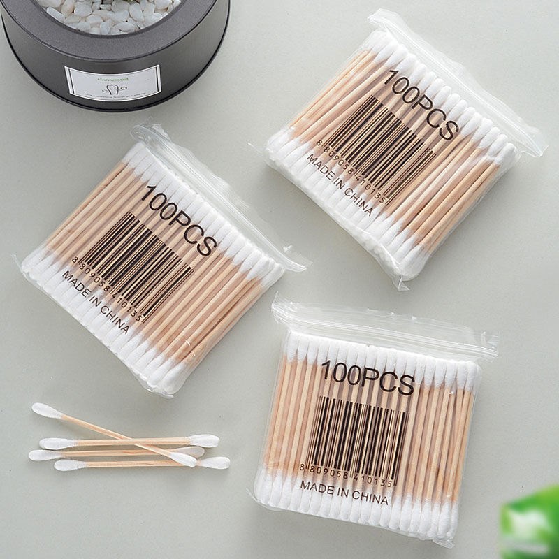 สำลีก้าน คอตตอนบัด Cotton Buds สำลีไม้ ปั่นหู เช็ดแผล (1ห่อ100ก้าน)