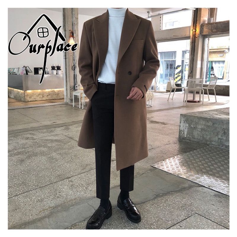 Ourplace27 แจ็คเก็ต Jas Blazer ยาว Robe ผู้ชายยาวเสื้อผู้ชายเกาหลีวัสดุ Contemporary กํามะหยี่สีน้ําตาล Xl