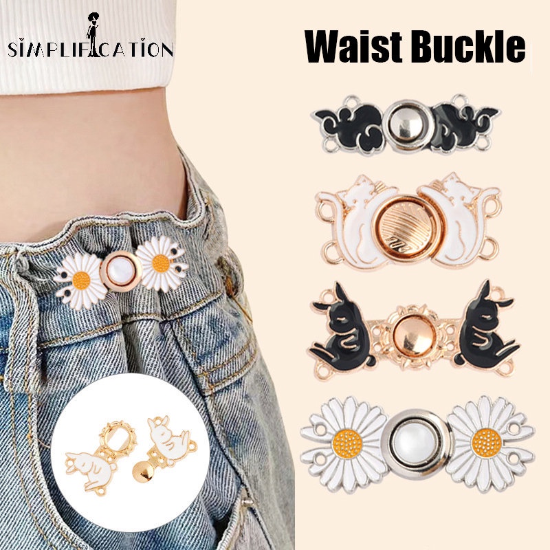 [คุณลักษณะ] อินเทรนด์ ปรับเอว กระดุมคงที่ / DIY พับเก็บได้ มองไม่เห็น โลหะ เอว คลิป เข็มกลัด / สําหรับ กระโปรง กางเกงยีนส์