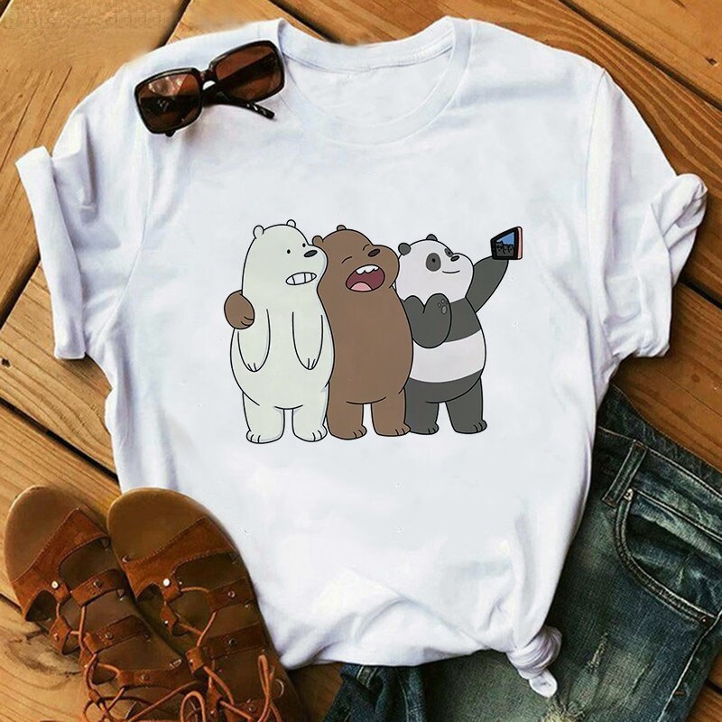 เสื้อยืดพิมพ์ลายหมี Bare Bears