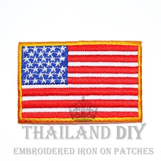 ตัวรีดติดเสื้อ งานปัก ธงชาติติดเสื้อ ธงชาติ อเมริกา USA America Country Flag Patch WOP DIY ตัวรีด อาร์มติดเสื้อ กระเป๋า