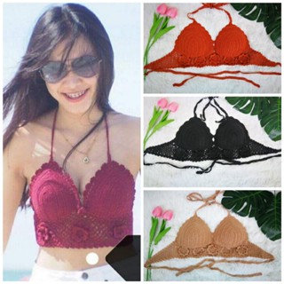 บราถักBikini พร้อมฟองน้ำ เกรดA งานถักมือ100%(พร้อมส่ง)