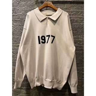 FEAR OF GOD FOG ESSENTIALS 1977 PRINT KNIT LONG SLEEVE POLO เสื้อโปโลแขนยาว เฟียร์ออฟก๊อด เอฟโอจี เอสเซนเชียล