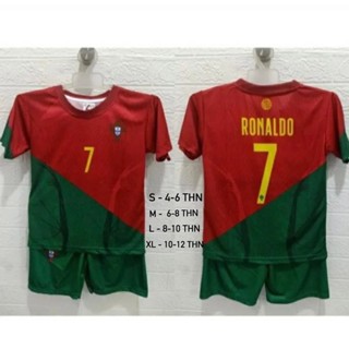 เสื้อกีฬาแขนสั้น ลายทีมชาติฟุตบอล Portugal World Cup 2023 สําหรับเด็ก 2022