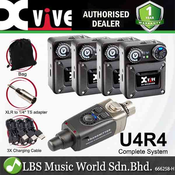 Xvive U4R4 Complete In Ear Monitor ระบบไร้สายพร้อมเครื่องส่งสัญญาณ, Beltpack Receiver หูฟังและหูฟัง 