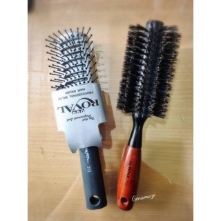 Royal Professessional salon hair brush set 2 หวีแปรงกลมขนหมูขนาดปานกลาง พร้อมหวีแปรงเปียก