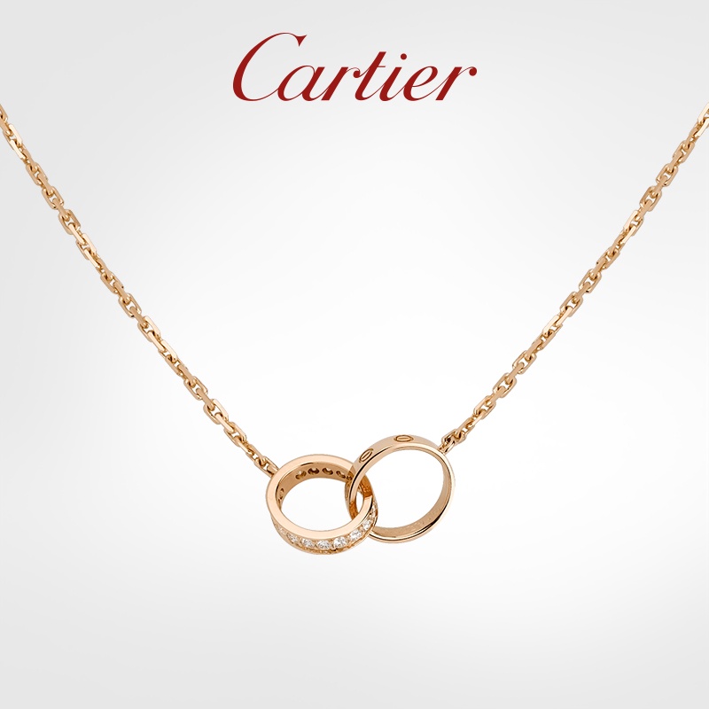 Cartier Cartier Love Series ของแท้ 100% สร้อยคอ แหวนคู่ ประดับเพชร สีทองคําขาว