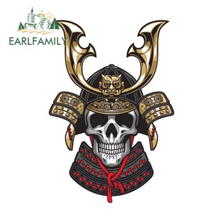 Earlfamily สติกเกอร์ พิมพ์ลายหัวกะโหลก Samurai 3D RV ป้องกันรอยขีดข่วน ขนาด 13 ซม. x 8.9 ซม. สําหรับติดตกแต่งรถเข็น DIY