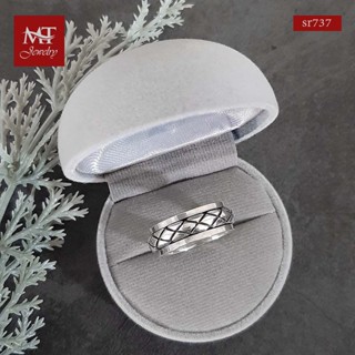 MT แหวนเงินแท้ ลายข้าวหลามตัด แบบหมุนได้ งานรมดำ ไซส์: 57, 59, 62, 65, 67 Solid 925 Sterling Silver Ring (sr737) MT Jewelry มณีธารา