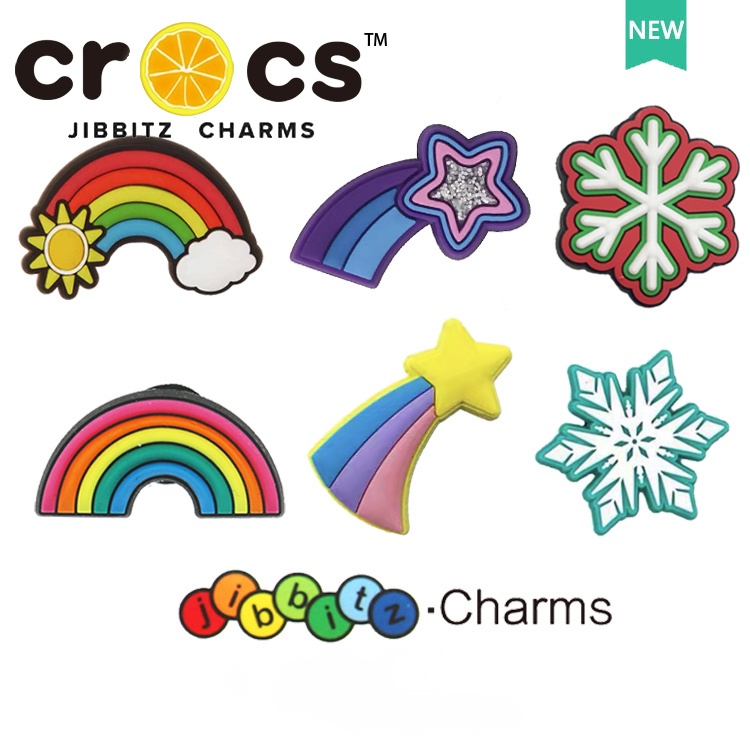 JIBBITZ cross charms ตัวติดรองเท้า ดอกไม้สายรุ้ง ตัวติดรองเท้า cross
