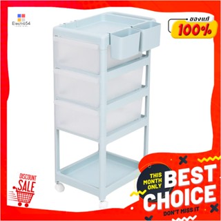 4-TIER ชั้นวางของ 4 ชั้น มีล้อ STACKO VIVE 42x46x89 ซม. สีฟ้า4-TIER UTILITY CART STACKO VIVE 42X46X89CM LIGHT BLUE