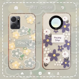 เคสโทรศัพท์มือถือ ซิลิโคนนิ่ม ใส กันกระแทก ลายดอกไม้ เรียบง่าย สําหรับ Honor X9a 5G X7a 4G HonorX9a HonorX7a