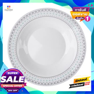 Opal จานโอปอทรงลึก Dotted Line Kassa Home รุ่น Btp80 ขนาด 8 นิ้ว สีขาว - ฟ้าdeep Opal Plate Dotted Line  Home Btp80 Size