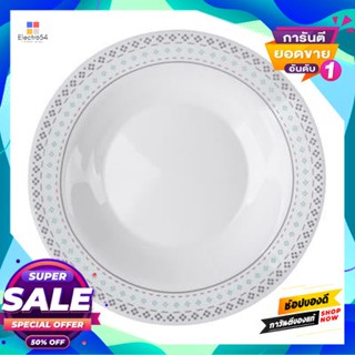 Opal จานโอปอทรงลึก Dotted Line Kassa Home รุ่น Btp80 ขนาด 8 นิ้ว สีขาว - ฟ้าdeep Opal Plate Dotted Line  Home Btp80 Size