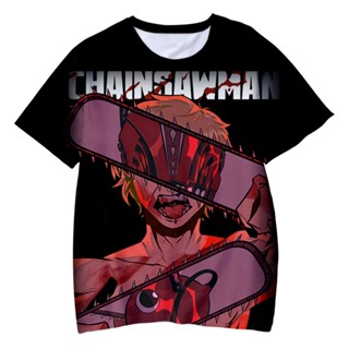 เสื้อยืดลําลอง แขนสั้น พิมพ์ลายการ์ตูนอนิเมะ Chainsaw Man 3D โอเวอร์ไซซ์ สไตล์สตรีท แฟชั่นฮาราจูกุ สําหรับเด็กผู้ชาย และผู้หญิง