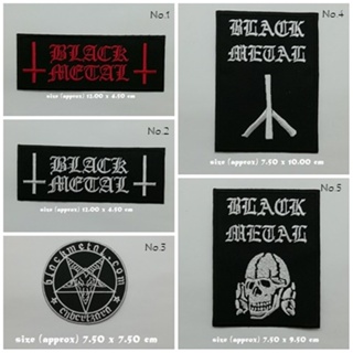 ตัวรีดติดเสื้อ งานปัก ตกแต่งเสื้อผ้า แจ๊คเก็ต Black metal Embroidered Iron on Patch  DIY