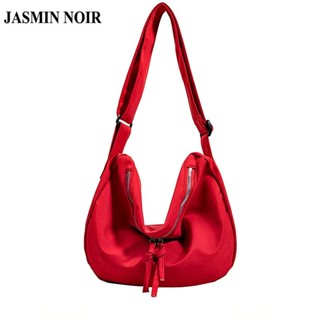 Jasmin NOIR กระเป๋าสะพายไหล่ กระเป๋าถือ ผ้าแคนวาส เรียบง่าย สําหรับสตรี