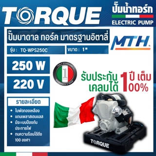 TORQUE ปั๊มอัตโนมัติ รุ่น WPS250C 250 W 220 V แรงดันคงที่ ใบพัดทองเหลืองแรงจัด การรับประกันเป็นไปตามเงื่อนไขของบริษัท