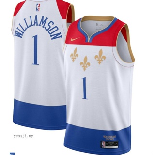 ขายดี NBA Orleans Pelicans 2021 #1 เสื้อกีฬาบาสเก็ตบอล ลายทีม Zion Williamson city สีขาว ELomen29MAhfed05