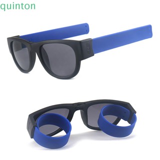 QUINTON Personality Folding Wrist Sunglasses Foldable PC Wristband Eyewear Creative Eyes Protector Driving Female Male Retro Square Shades/Multicolor