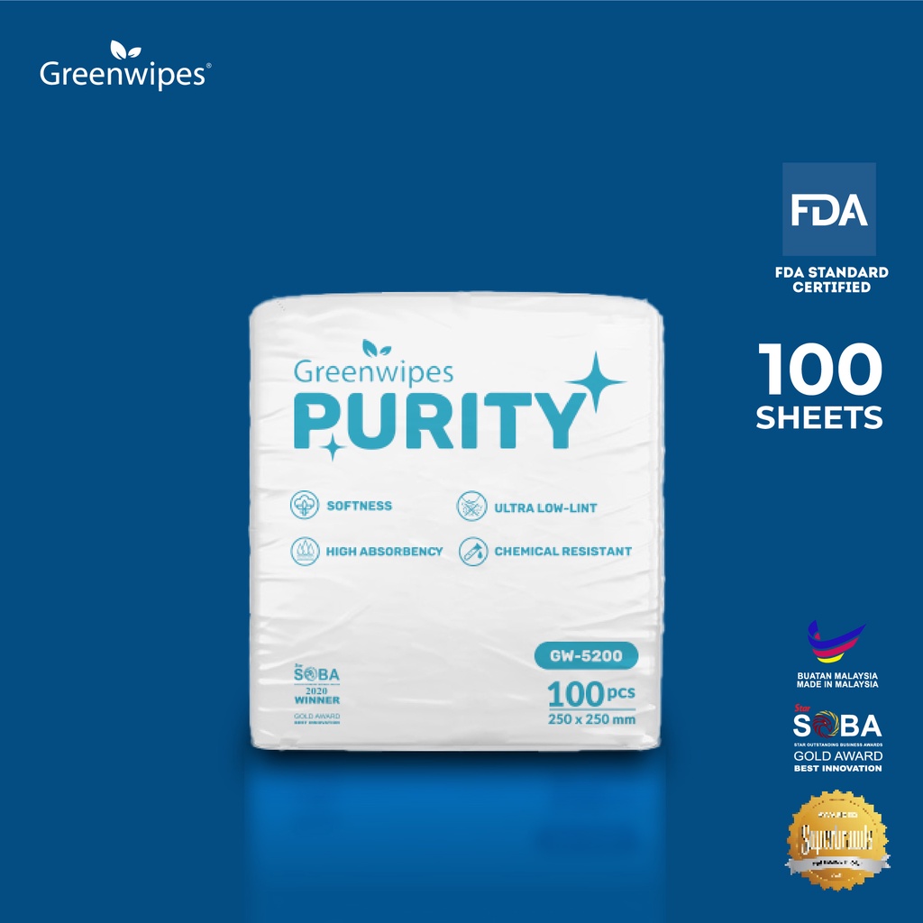 Greenwipes PURITY Lint Free Wipes - 100 แผ่น