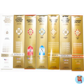 GONESH STICKS EXTRA RICH INCENSE 20 STICKS USA WHITE MUSK,VANILLA,NO.4,NO.8,SANDALWOOD,COCONUT,STRAWBERRYธูปหอม ธูป แท่ง