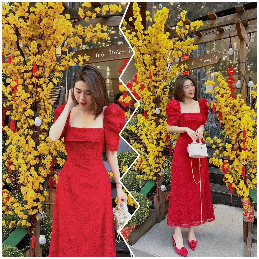 MIDI DRESS สีแดง****