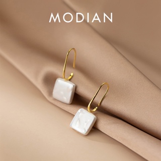 Modian ต่างหูตะขออะคริลิค เงินสเตอร์ลิง 925 ทรงสี่เหลี่ยม ขนาดใหญ่ สีรุ้ง ของขวัญปาร์ตี้ สําหรับผู้หญิง