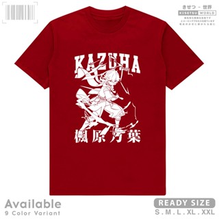 T-shirt  เสื้อยืดลําลอง แขนสั้น พิมพ์ลายอนิเมะมังงะ Distro GENSHIN IMPACT KAZUHA KAEDEHARA Baju Karakter Gameprint _03