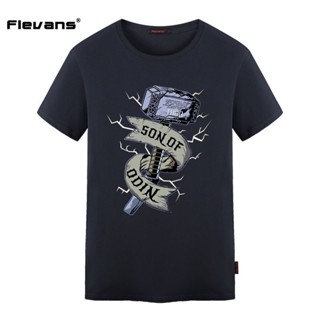 Flevans Summer Brand Clothing T Shirts Marvel Son Of Odin Thor Hammer Print Men&amp;#39_03