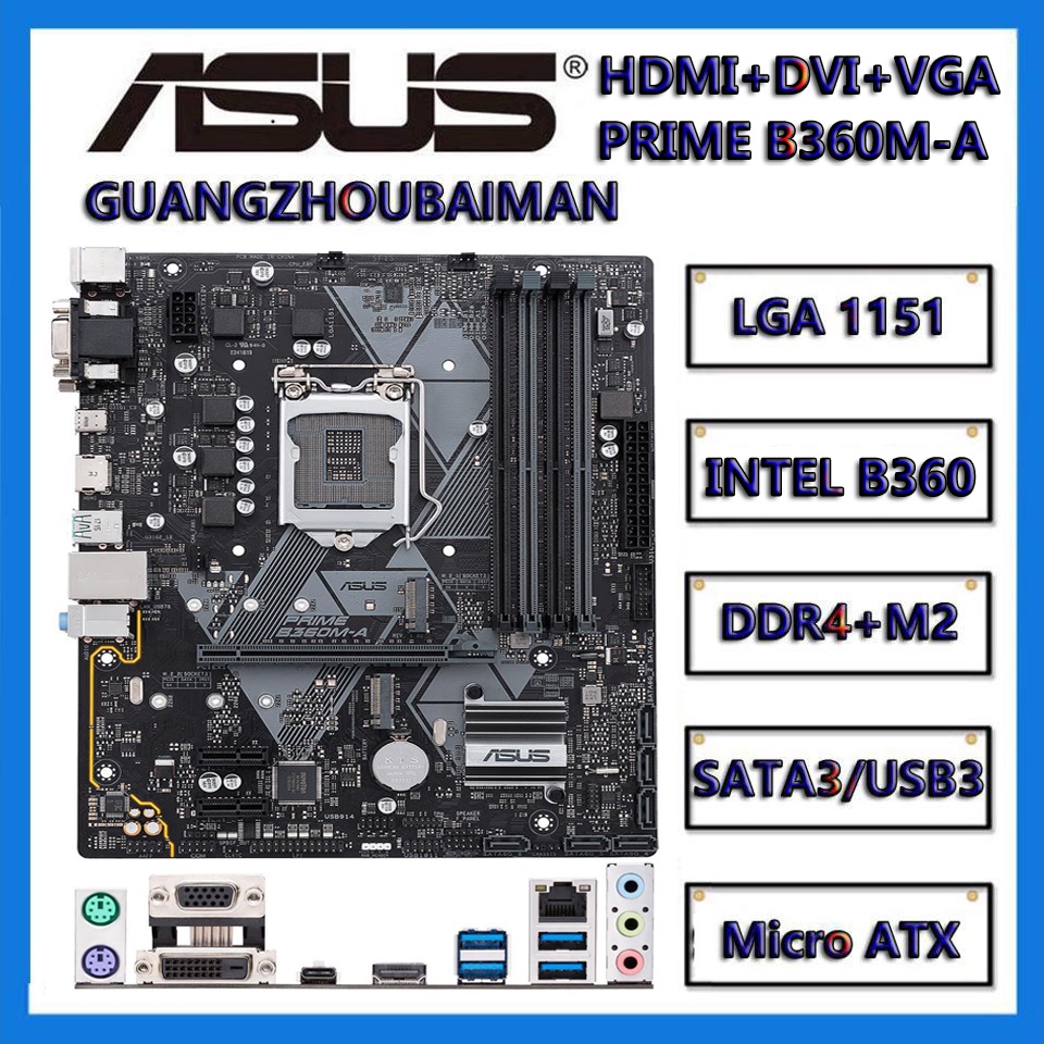ASUS PRIME B360M-K / PRIME B360M-A /PRIME B365M-K / PRIME B365M-A LGA-1151 DDR4 2666 MHz, M.2 NVME ร