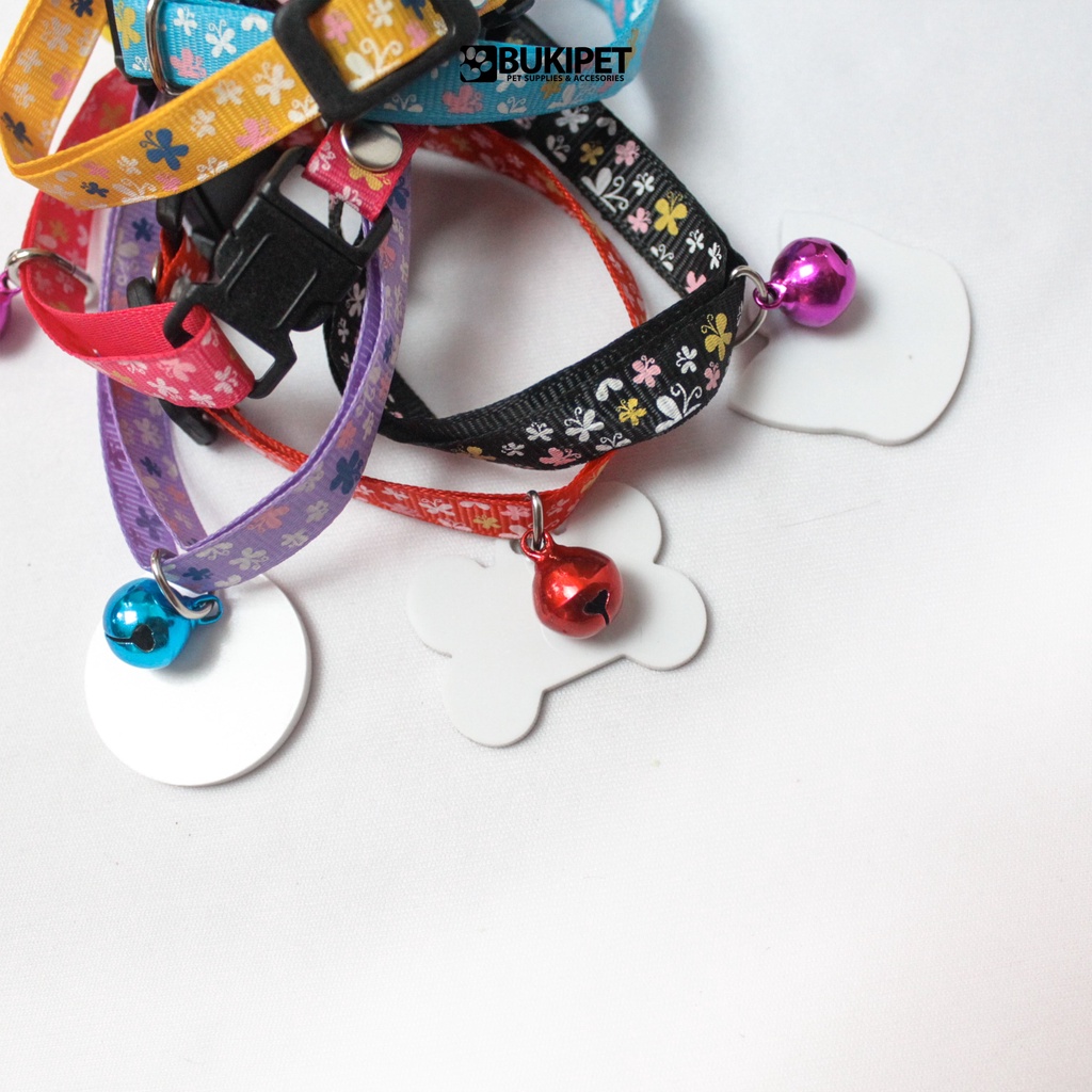 RK BUKIPET สร้อยคอแมวชื่อที่กําหนดเองแถบไนลอนสร้อยคอตื้น (สีขาว ACRYLIC)