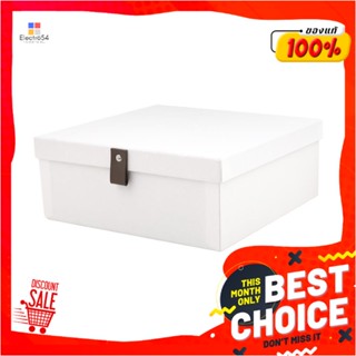 CARDBOARD กล่องกระดาษมือจับหนัง STACKO HOME 25x25x10 ซม. สีขาวCARDBOARD STORAGE BOX WITH LEATHER HANDLE STACKO HOME 25X