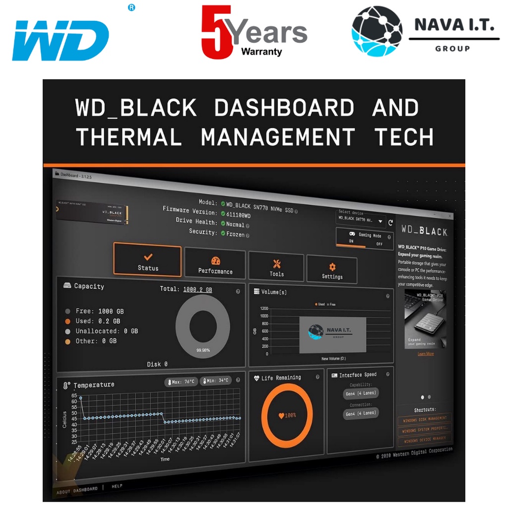 🛵มีส่งด่วน💨 WD SSD M.2 NVMe WD BLACK SN770 1TB GEN 4.0 (WDS100T3X0E)